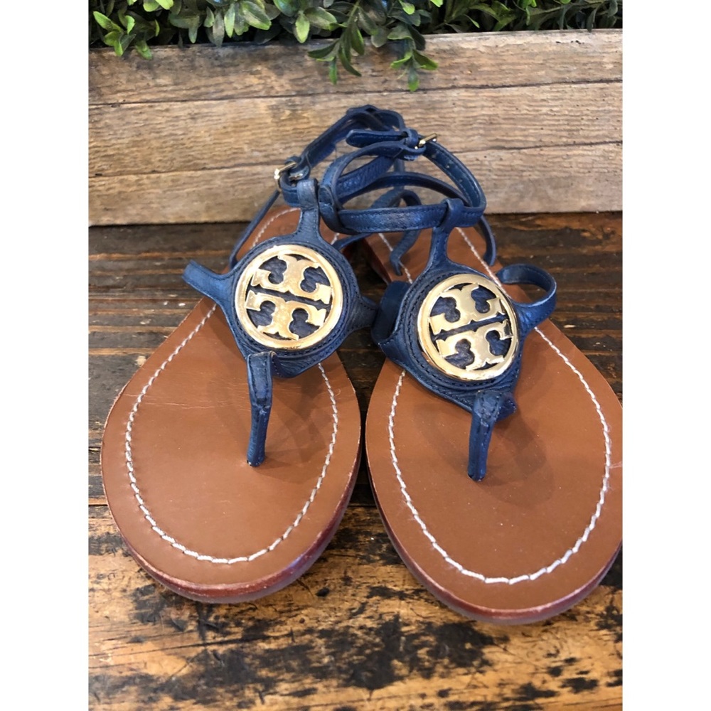 Tory Burch Navy Blue Ankle Strap Sandal- 7.5